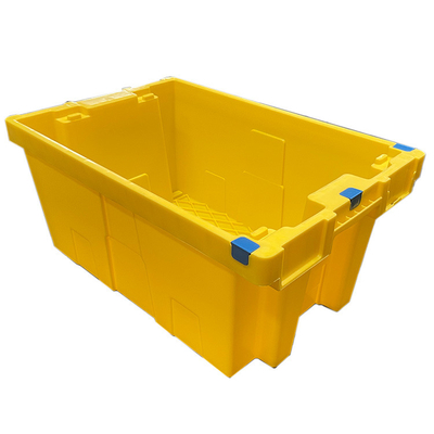 Клети клети HDPE 60 x 40 x 27.5cm желтые пластиковые двигая Nestable пластиковые