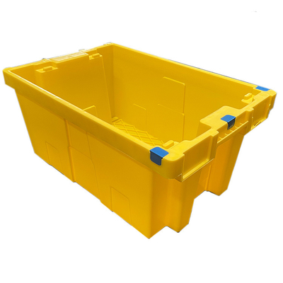 Клети клети HDPE 60 x 40 x 27.5cm желтые пластиковые двигая Nestable пластиковые